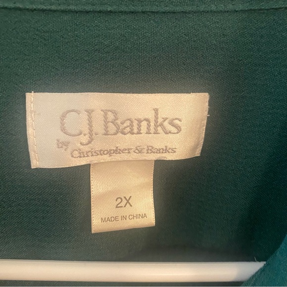 CJ Banks Green 2X Blouse - Picture 3 of 4